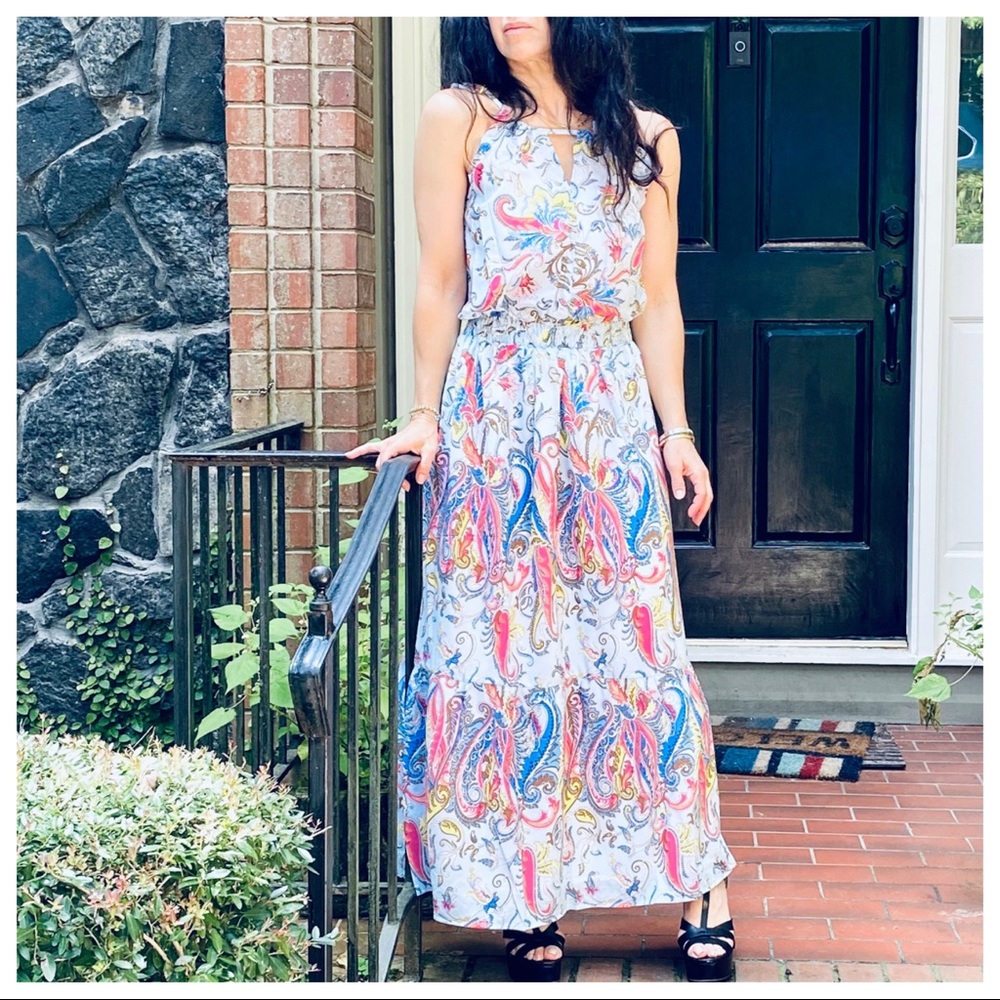 BOHO GYPSY CHIC FLIRAL TANK MAXI DRESS - Picture 4 of 8